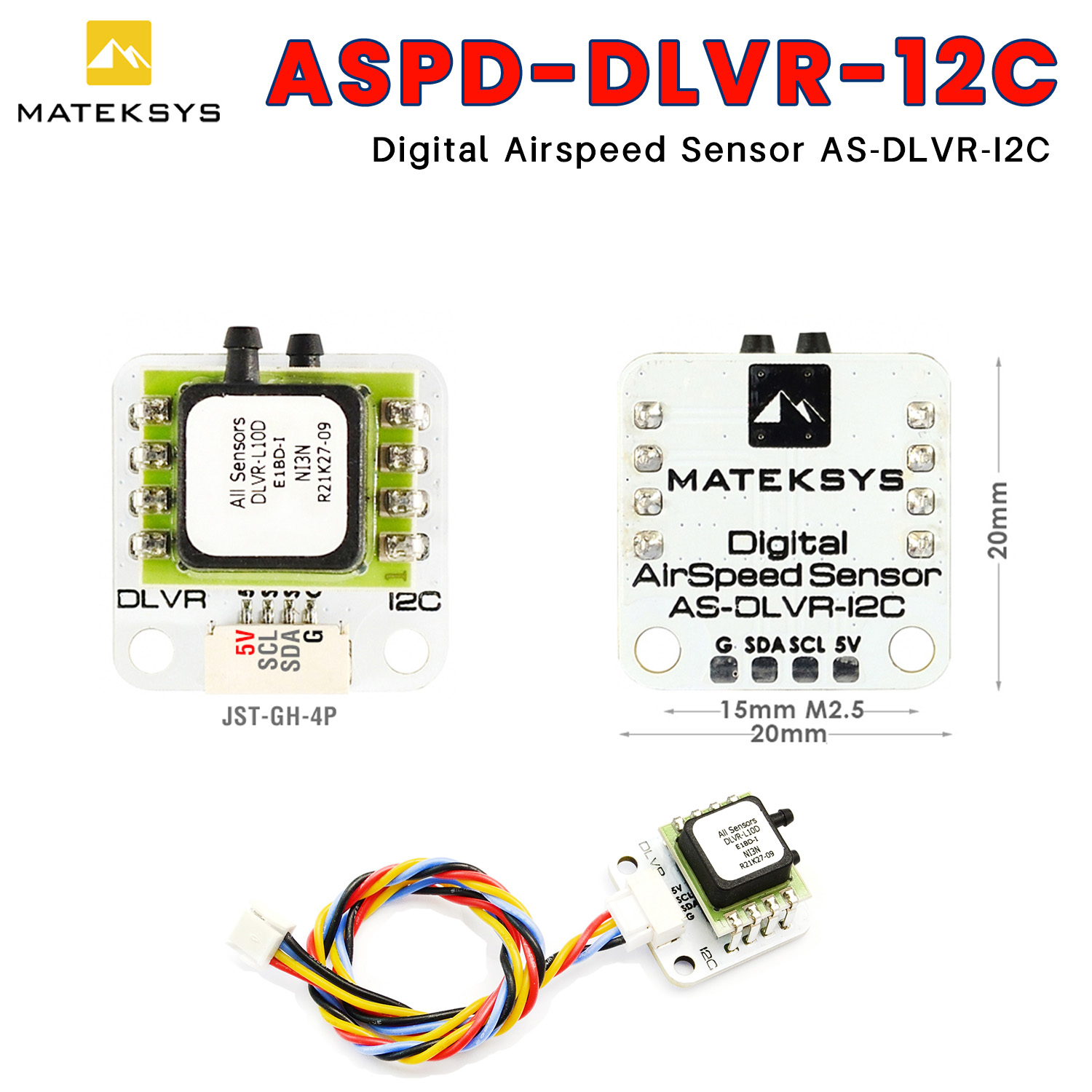 Drone Racing Flight Controller - MATEK Mateksys ASPD-DLVR 12C Sensor Kecepatan